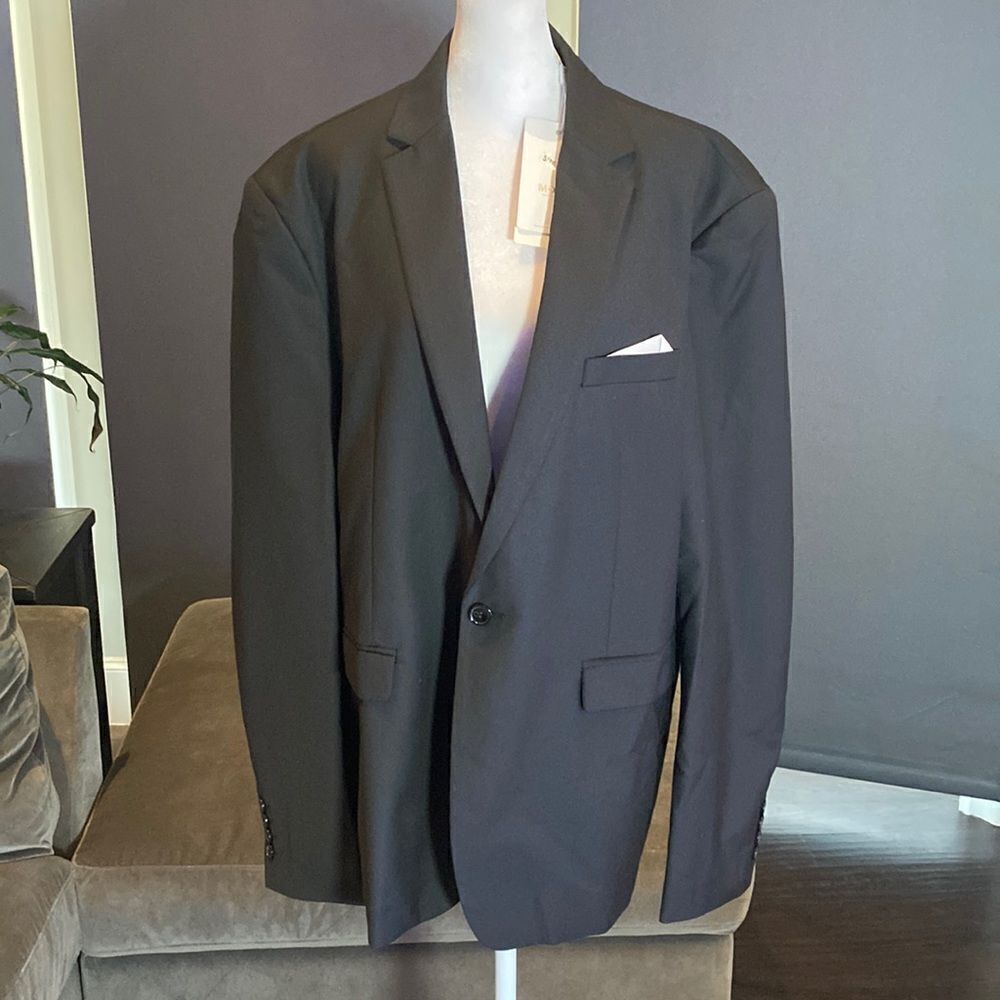 Men’s Mogu Dark Gray Suit Jacket Blazer Notched Lapel Size 42 NWT